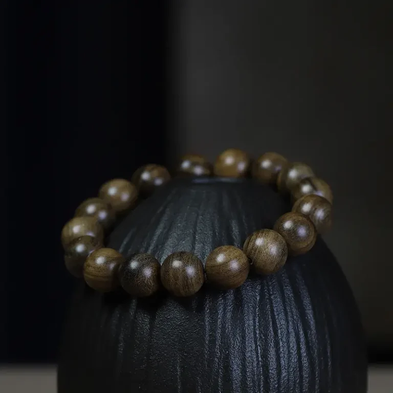 Aquilaria crassna Tiger Stripe Pixiu Buddhist Beads Bracelet