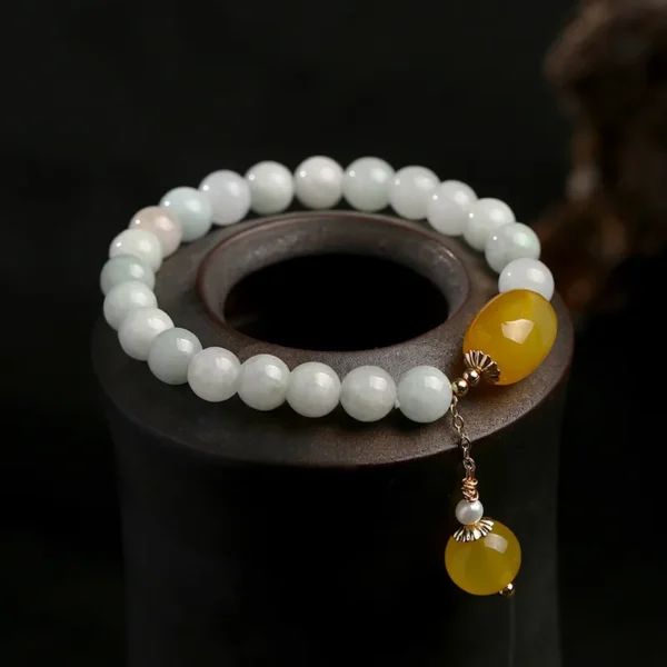 White Jade Longevity Bracelet for Health & Protection