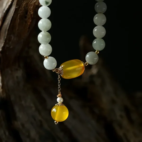 White Jade Longevity Bracelet for Health & Protection - Image 2